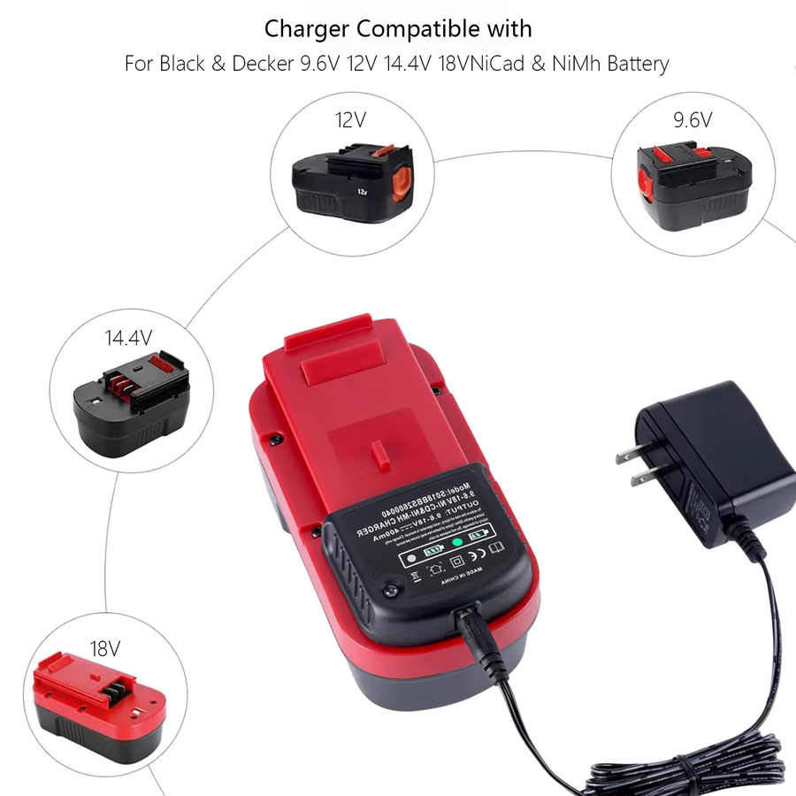 Black and Decker Akku Ladegerät für Ni-Mh und Ni-CD Akkus 9,6 V - 18 V kompatibel mit HPB18-OPE, HPB18, HPB14, HPB12, BD18PS, BD18PSK, BD518TBF, BDC418K-2 und BDCS1800 - Bild 5