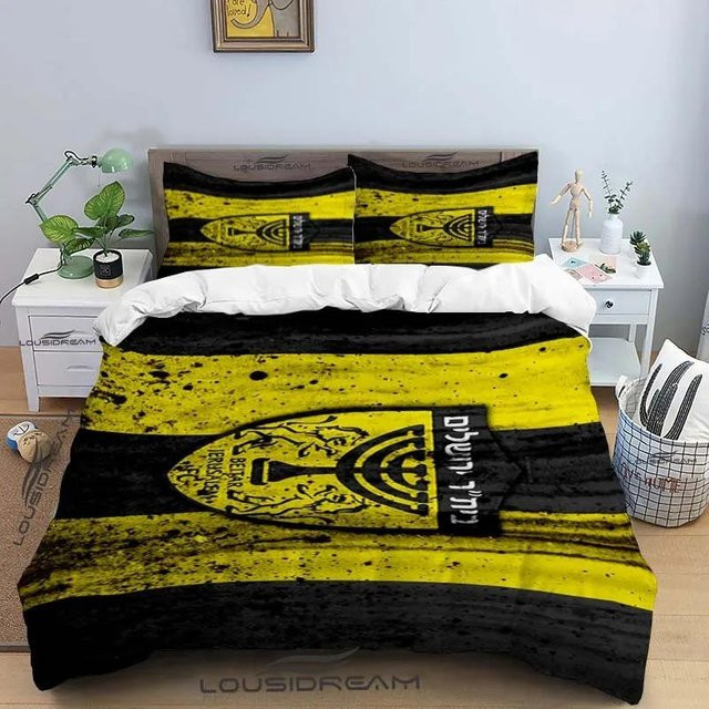 Beitar Jerusalem FC Ganzjahres-Bettwäscheset aus Mikrofaser mit Bettbezug und Kissenbezug, Farbe: Gelb, B/H: 200 x 230 cm - Bild 1