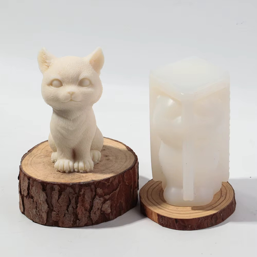 Silikonform für DIY Sitzende Katze Kerzen und Gipsfiguren in Weiß - Bild 2
