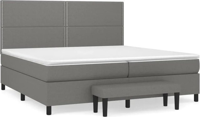 vidaXL Boxspringbett Hybrid mit Matratze und Kopfteil Dunkelgrau B/T: 200 x 200 cm - Bild 1
