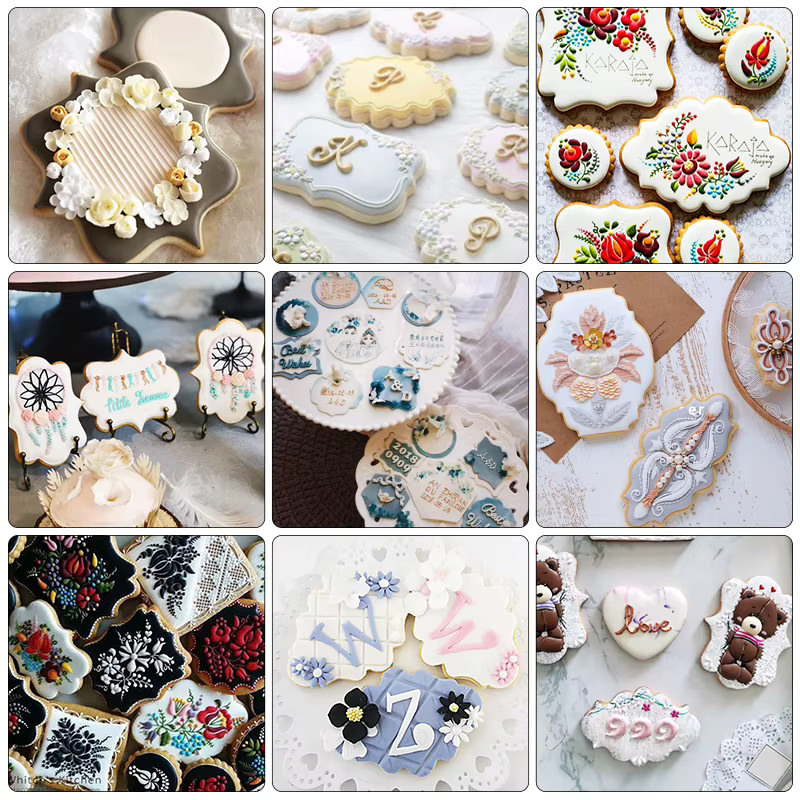 FAIS DU 4er Set Edelstahl Keks Ausstecher und Fondantform in Silber zum Backen und Dekorieren von Gebäck und Hochzeitstorten - Bild 3