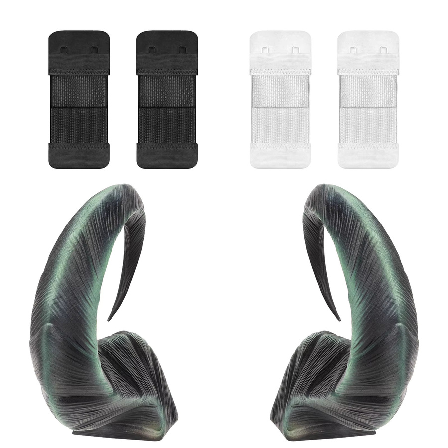 Geekria 3D-gedruckte Dämonenhörner für Over-Ear-Kopfhörer, handgefertigtes Teufelshörner-Stirnband in Schwarz, verstellbares Zubehör - Bild 3