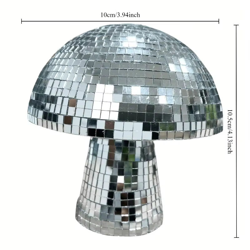 Glänzendes Pilz-Disco-Kugel-Ornament aus Glas in Silber und Grau als glamouröse Bar-Dekoration - Bild 5