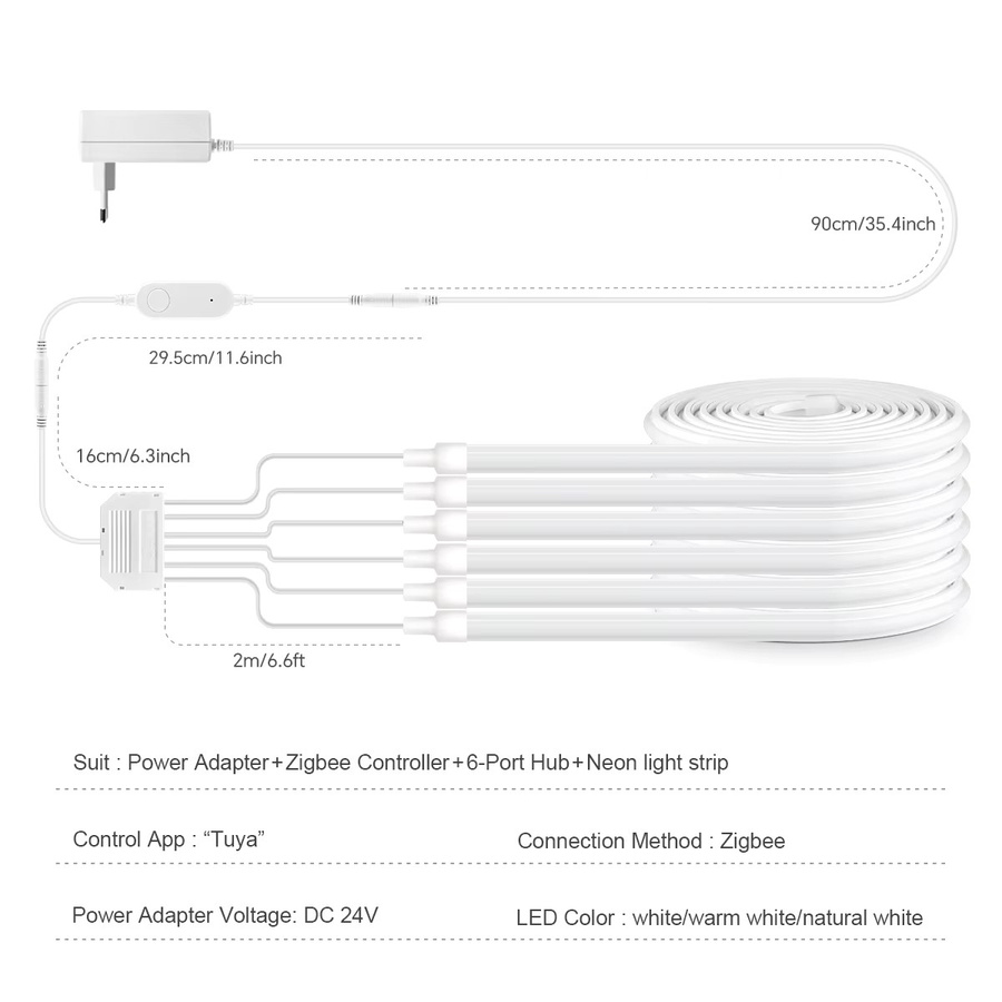 Rybakov Smart Zigbee COB LED-Streifen in Weiß, dimmbar via Tuya WLAN und Amazon Alexa, ideal als Unterbauleuchte für Schränke und Möbel - Bild 2