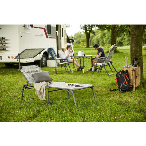 Siena Garden Campingliege mit Sonnendach aus recyceltem Polyester und Aluminiumgestell, grau - Bild 2
