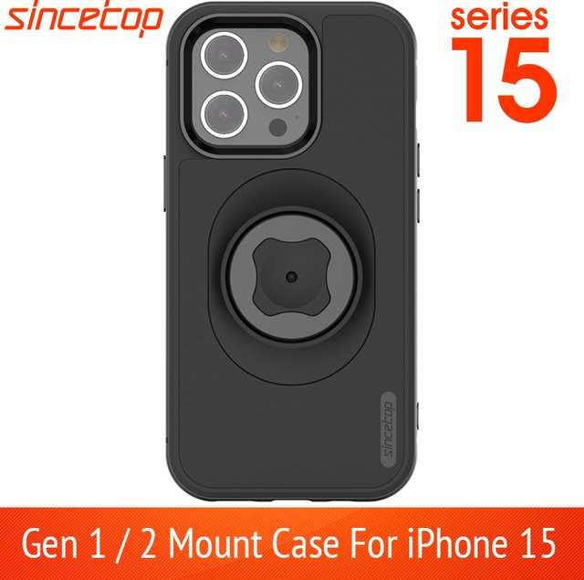 Sincetop Stoßfeste Hülle für iPhone 17 16 15 14 Plus 13 Mini 12 11 Pro 15 Pro Max mit Adapter für Sincetop Gen 1/2 Mount in Schwarz - Bild 1
