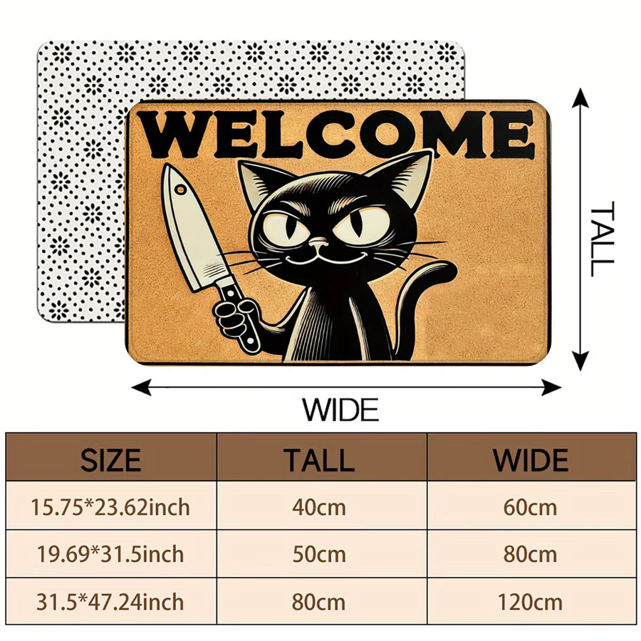 VIKAMA Cartoon-Katzen-Teppich, rutschfeste und wasserabsorbierende Bodenmatte aus Schaumstoff in Mehrfarbig, B/T: 60 x 40 cm - Bild 5