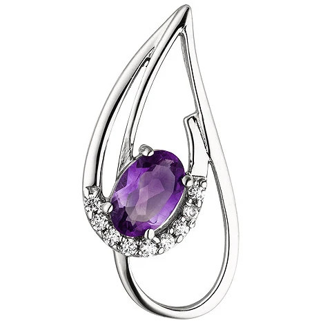 Colfem Anhänger 333 Weißgold, Amethyst lila, Zirkonia - Bild 1