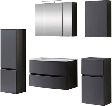 HELD MÖBEL Waschtisch-Set KOPENHAGEN in Grau, 7-teilig, modern mit LED-Beleuchtung und Soft-Close-Türen, B/T/H: 130 x 40 x 35 cm - Bild 1