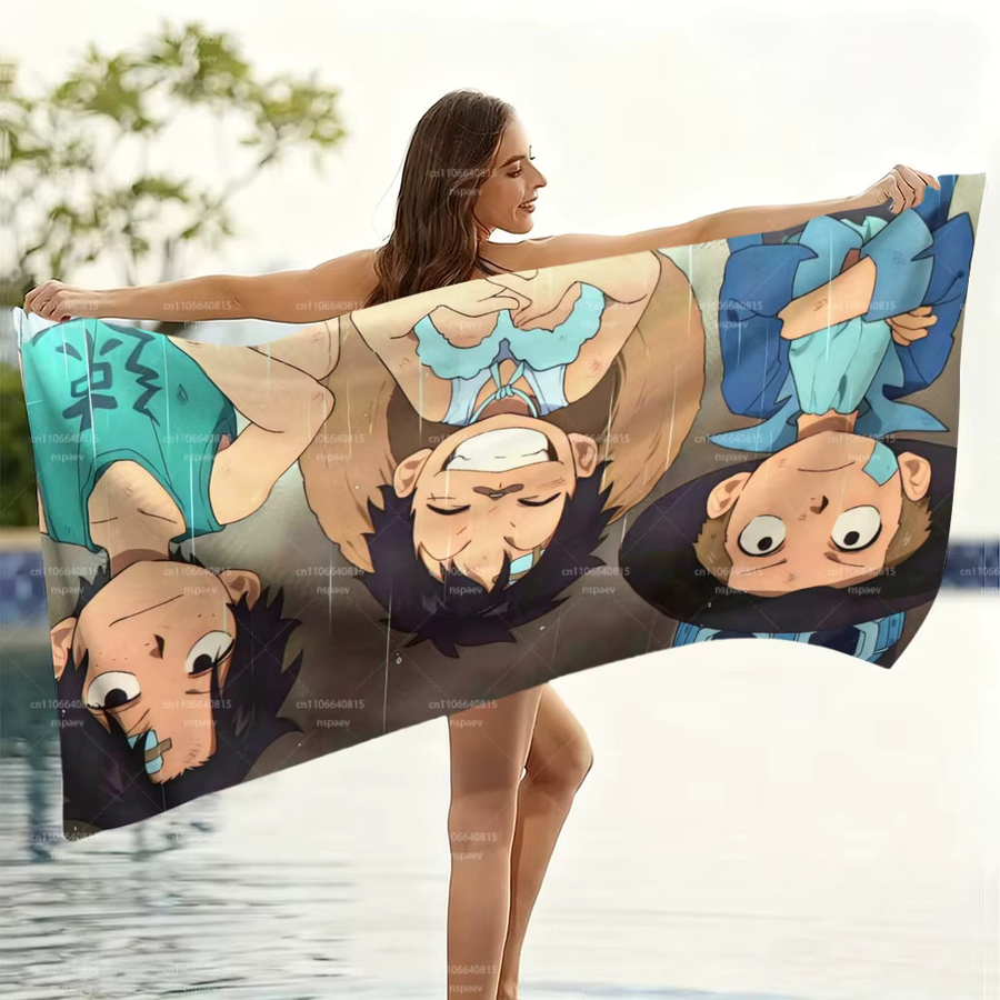 Bandai One Piece ASL Brothers Strandtuch mit Luffy Ace Sabo Print, schnell trocknendes Polyester-Handtuch, Multicolor - Bild 5