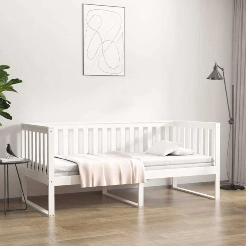 vidaxl Tagesbett aus Massivholz Kiefer in Weiß, Skandinavischer Stil, B/T/H: 190 x 90 x 89,5 cm (ohne Matratze) - Bild 1