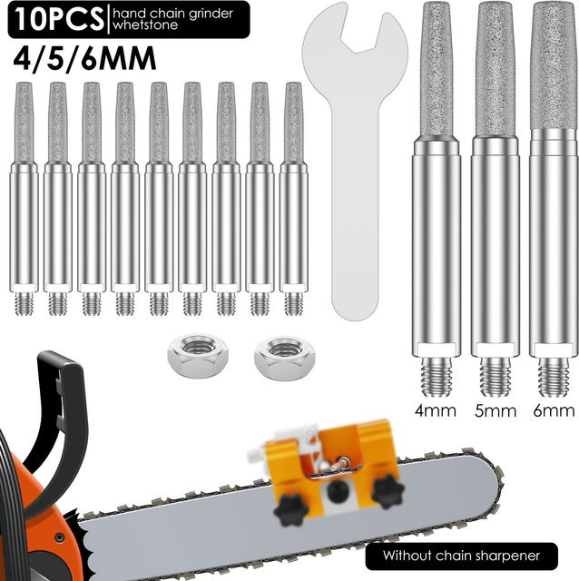 10 Stück Kettensäge Schärfbits aus Wolfram-Hartmetall in Silber zum Schleifen und Schärfen der Kettensäge - Bild 1