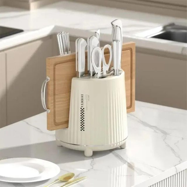 Yiran Furniture Rotierender Messerhalter und Utensilienorganizer in Weiß - Bild 1