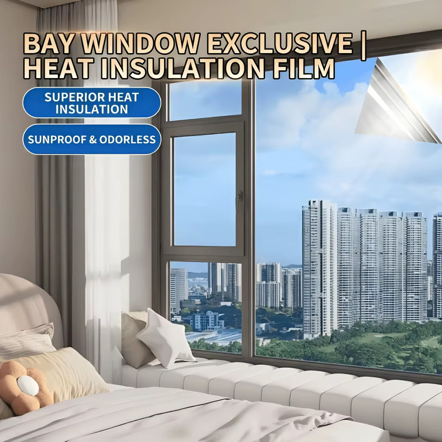 BUNPIG Vintage Einweg-Sichtschutzfolie für Fenster in Rot und Silber mit Sonnenschutz und UV-Schutz - Bild 3