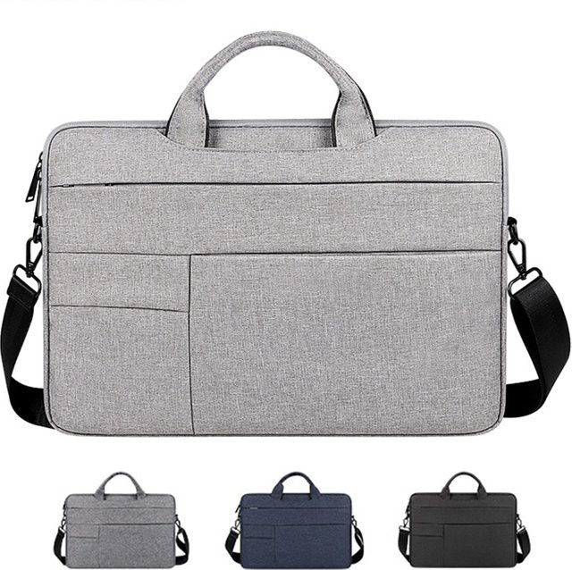 KOJESHUN Laptoptasche als Schultertasche und Aktentasche für MacBook Air Pro sowie Asus und Dell in Grau, passend für 13 bis 15,6 Zoll - Bild 1