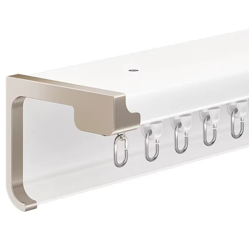 Lichtdichtes Aluminium Vorhangschienen-System in Weiß, geräuscharme Einzel- oder Doppelschiene für Schlafzimmer und Wohnzimmer - Bild 3