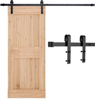 VEVOR Schiebetürsystem für Scheunentüren in Schwarz Matt mit 183 cm Laufschiene und J-förmigen Rollen, Tragkraft 150 kg, kompatibel mit einer maximalen Breite von 91,4 cm und einer Dicke von 34,92 bis 44,45 mm - Bild 1