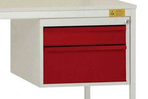 Manuflex LD4702.3003 ESD-Gehäuse-Unterbau aus Stahl in Rot/Mehrfarbig mit 2 Schubfächern, Nutzhöhe: 300 mm, B/T/H: 58,0 x 36,0 x 50,0 cm - Bild 1