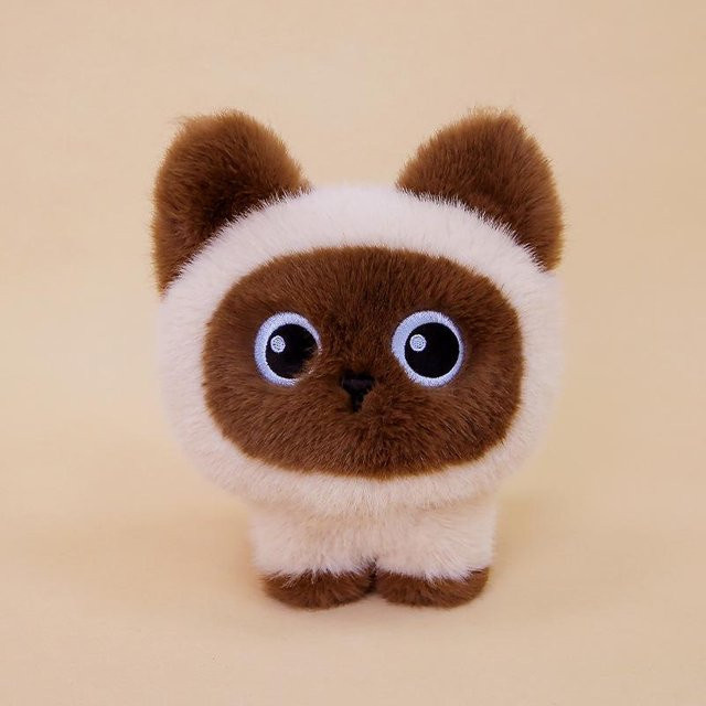 Stehende Kätzchenpuppe, schlafendes Plüschtier, braun, 18cm - Bild 1