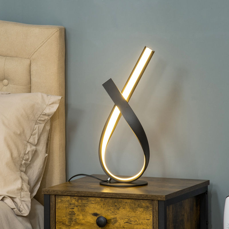 HOMCOM Moderne Tischlampe in Schwarz mit LED warmweiß, dimmbar, Design-Spirallampe, B/T/H: 15 x 21 x 43 cm, Aosom - Bild 2