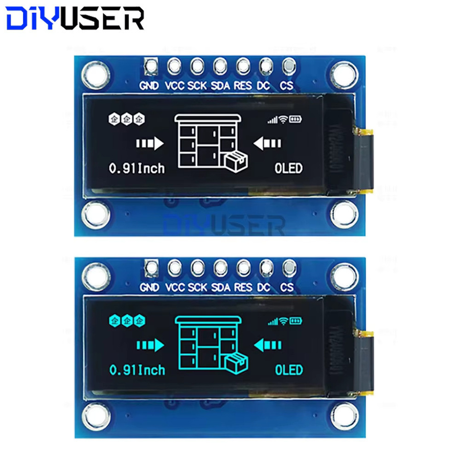 DIYUSER OLED-Displaymodul 0,91 Zoll mit 128x32 Auflösung SSD1306 SPI/I2C in Weiß und Blau für Raspberry Pi ESP32 ESP8266 - Bild 3