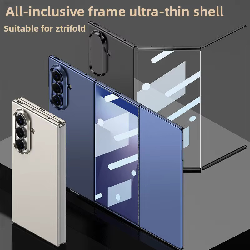 Stoßfeste Samsung Galaxy Z TriFold Schutzhülle aus Kunststoff-Hartschale mit Displayschutzfolie aus gehärtetem Glas in Grün - Bild 2