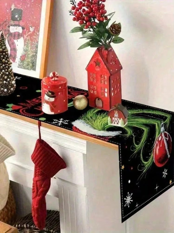 JIT Weihnachts-Tischläufer mit Grinch-Cartoon-Muster für deine festliche Weihnachtsdekoration, B/T: 45 x 30 cm - Bild 5