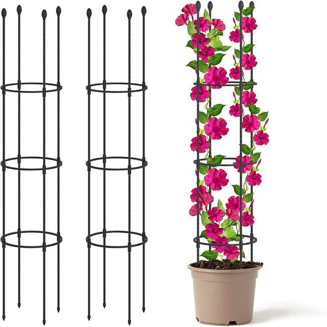 Stapelbares Gartenspalier in Schwarz als stufenlos gespleißbares Rosenspalier zur Unterstützung von Kletterpflanzen, Blumen und Gemüse für den Innen- und Außenbereich - Bild 1