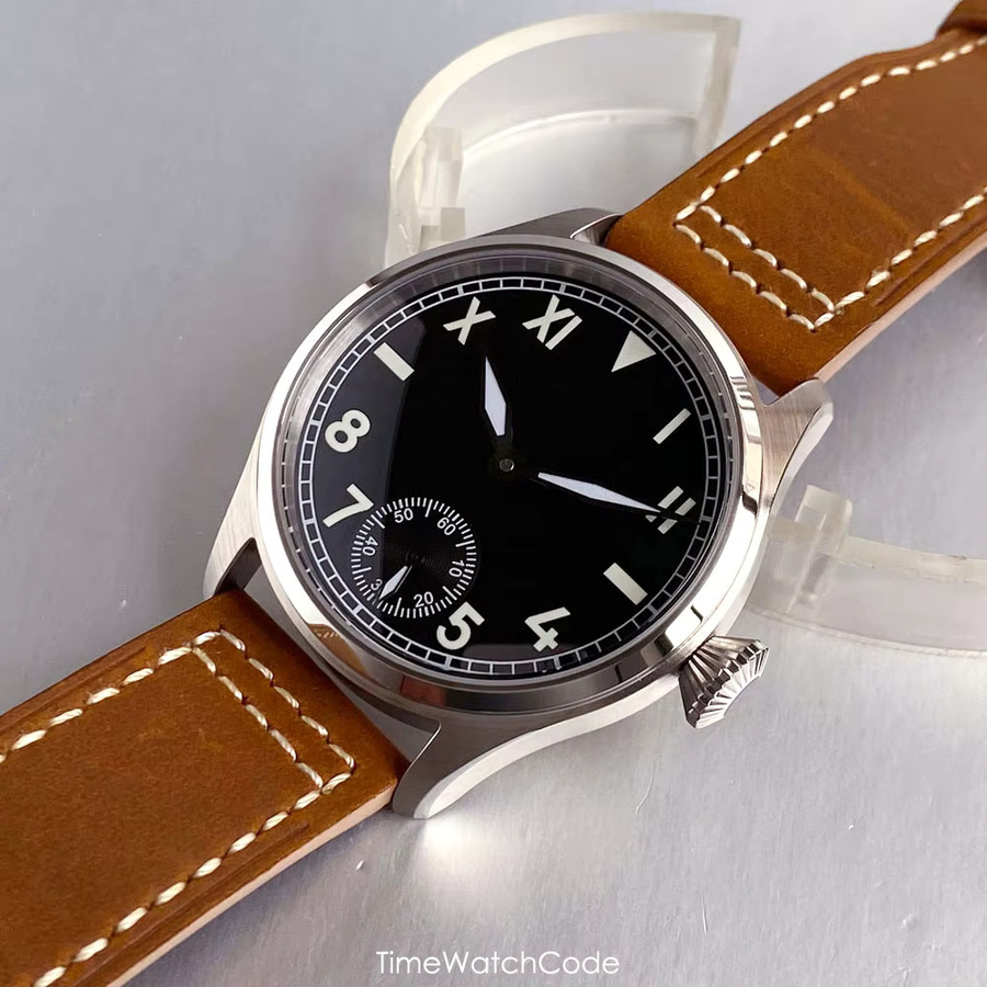 Tandorio Pilotenuhr, Handaufzug, Edelstahl, 42 mm, Herren - Bild 4