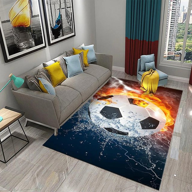 BC-Warm Home Teppich mit Fußballmuster in Multicolour, rutschfest und maschinengewebt, B: 120 cm, T: 160 cm - Bild 1