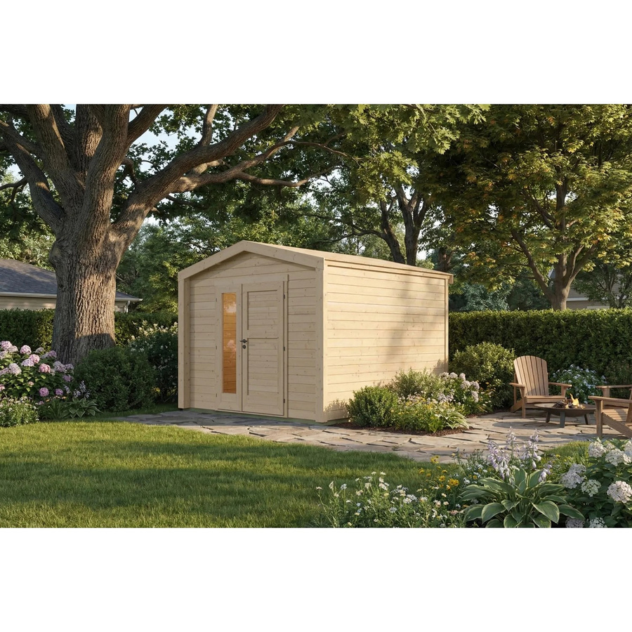Weka Holz-Gartenhaus Killarney mit Satteldach in Natur Braun, B/T: 311 x 313 cm - Bild 2