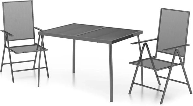 vidaXL 3-tlg Garten-Essgruppe Modell 5 aus Stahl in Anthrazit für Terrasse und Balkon - Bild 1