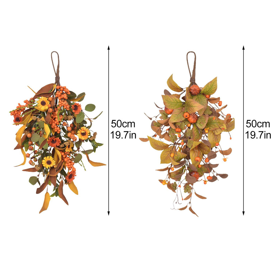 OutsideWorld Herbstliche Tropfen-Girlande zum Aufhängen mit Kürbissen, Ahornblättern, Sonnenblumen und Beeren - Bild 2