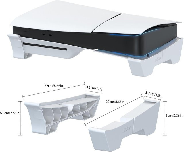 Sony PlayStation PS5 Slim Pro Halterung für horizontale Nutzung, Gaming Zubehör Basis in Weiß - Bild 1