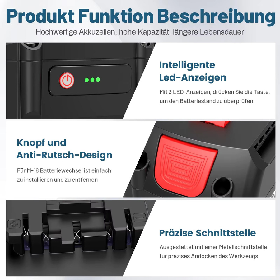Bosch GBA 18V 8,0Ah Professioneller Li-Ionen-Akku mit LED in Schwarz für Bosch 18V Ladegeräte - Bild 2