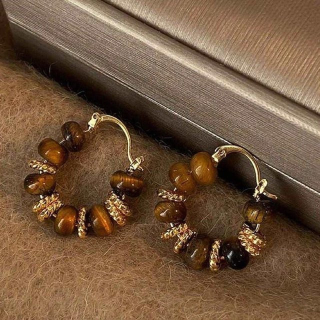 YJSTY Creolen, Vintage, Messing, brown, Damen - Bild 1