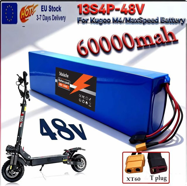 Ddadache 48V 60Ah Lithium-Ionen-Akku 13S4P mit BMS in Blau für Kugoo M4 M4 Pro Max Speed Ersatzakku - Bild 1