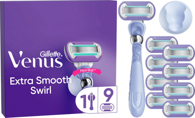 Gillette Venus Extra Smooth Swirl Rasierer mit 9 Ersatzklingen, Damen - Bild 1