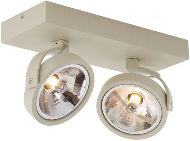QAZQA Moderne Deckenleuchte Beige Rund, 2-flammig, schwenkbar und neigbar für G9 Leuchtmittel - Bild 1