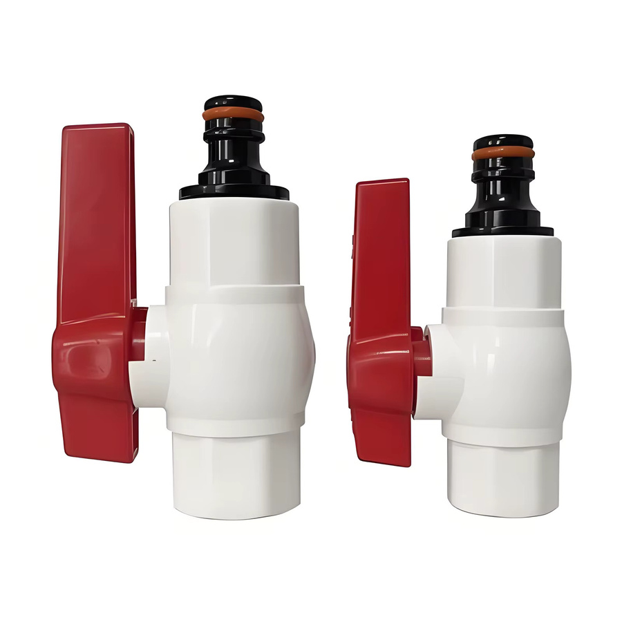 Gartenbewässerungs-Verbindungsset aus weißem PVC mit Kugelhahn und Nippel, Innengewinde G3/4'' und 1/2'' - Bild 2