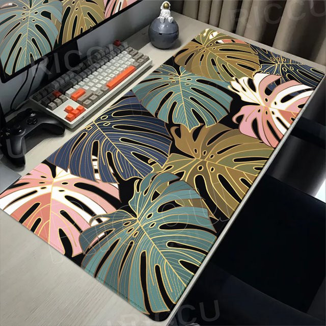 Riccu Schreibtischunterlage mit grünem Monstera deliciosa Pflanzenmuster, XXL Mauspad in Grün und Multicolour - Bild 1