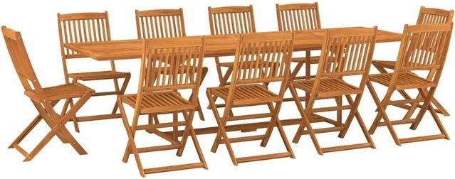 vidaXL Garten-Essgruppe Modell 8 aus Akazien-Massivholz, 11-teilig, Braun - Bild 1