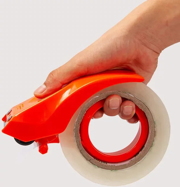 Manueller Klebebandabroller aus Kunststoff in Orange für 50 mm Klebeband zur Paketversiegelung - Bild 1