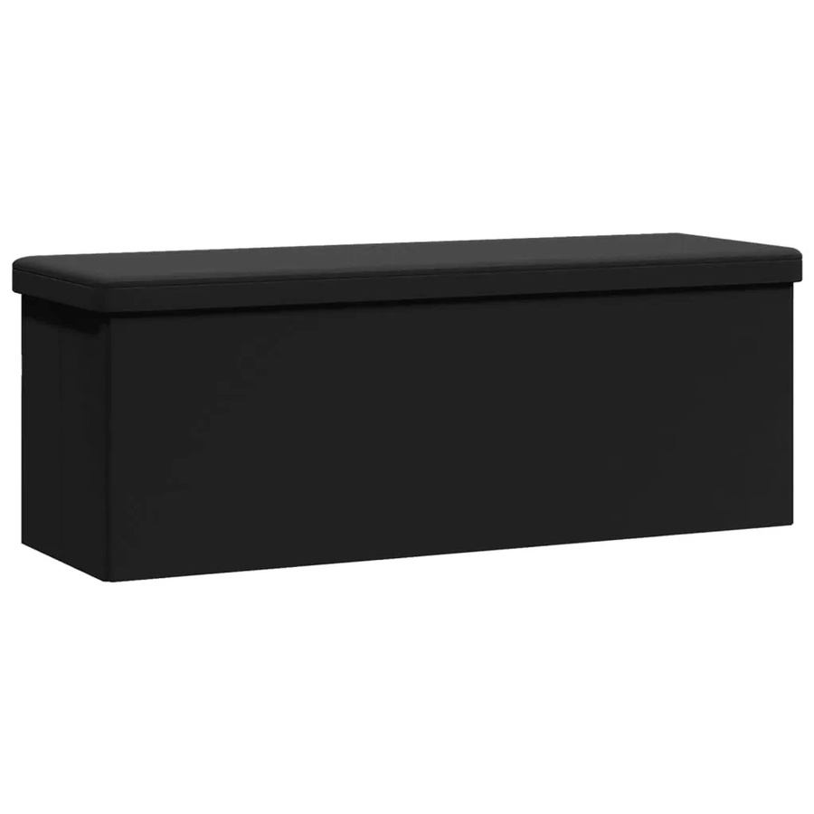 vidaXL Sitzbank mit Stauraum aus schwarzem Kunstleder, faltbar, B/T/H: 110 x 38 x 38 cm - Bild 2