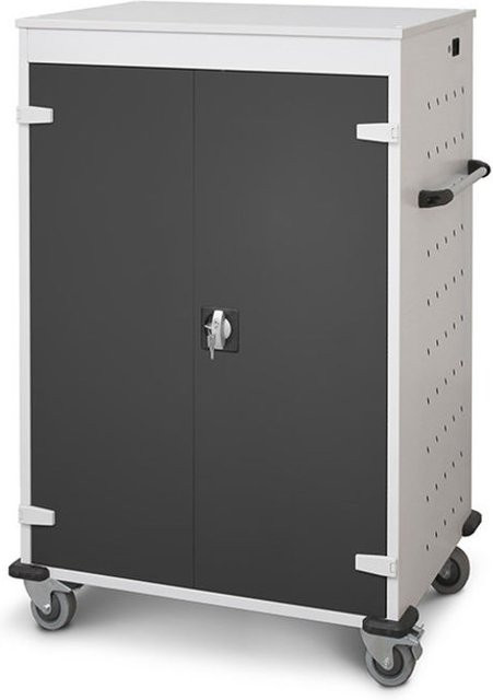 rotstahl Laptopwagen mit 20 Fächern und Scharniertüren, Korpus lichtgrau und anthrazit, B: 92 cm, H: 125 cm - Bild 1