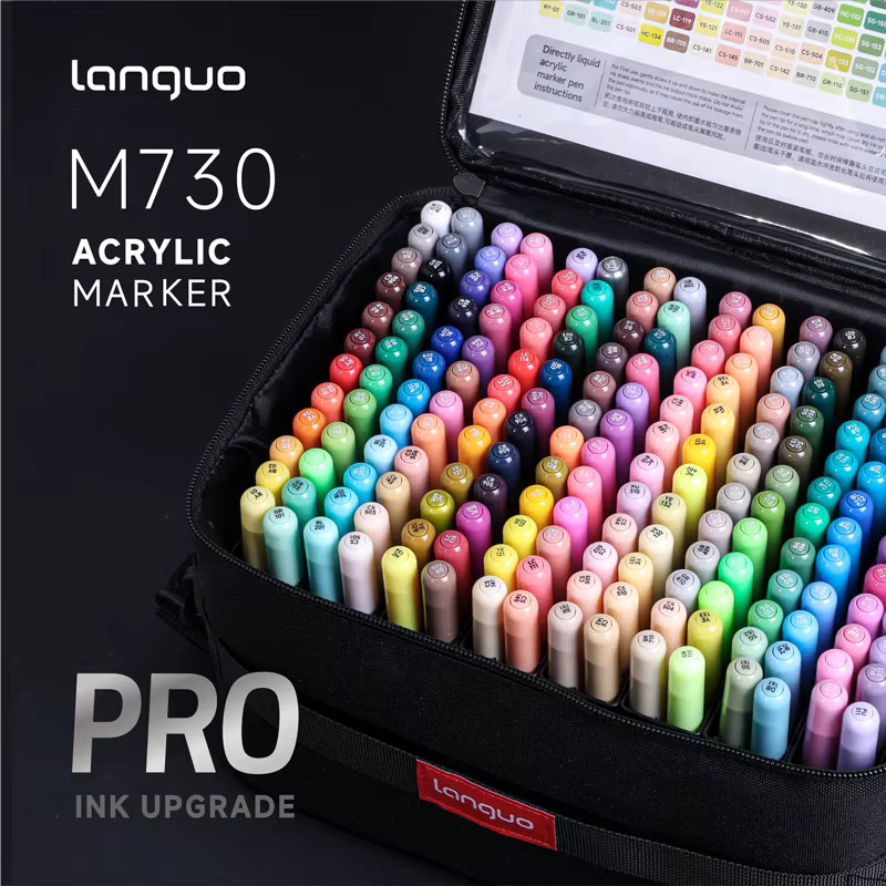 Languo Acryl-Malstifte mit Pinselspitze in Multicolour für professionelle Malarbeiten auf Holz, Stein und Leinwand - Bild 4