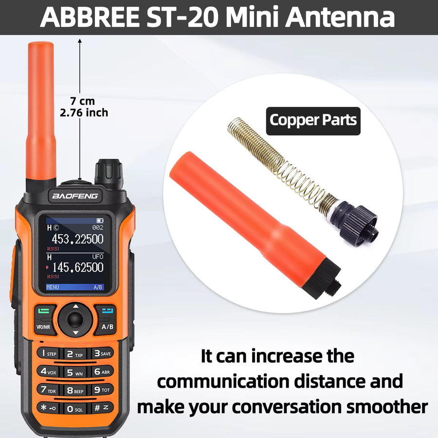 ABBREE SF-20 Mini Weiche Antenne Dual Band VHF UHF mit SMA-Buchse in Schwarz für Baofeng UV-5R, UV-21 PRO und Quansheng UV-K5 Walkie Talkies - Bild 5