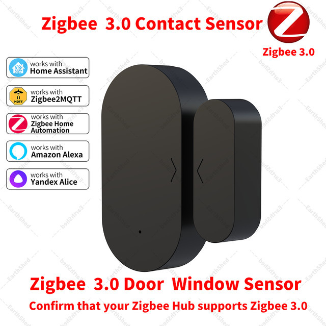 EarthShed Zigbee 3.0 Türsensor und Fenstersensor in Schwarz, kompatibel mit Home Assistant, Alexa und Zigbee2MQTT (Zigbee Hub erforderlich) - Bild 1