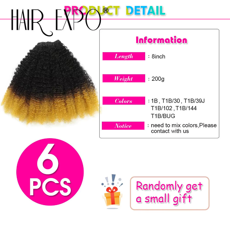 Hair Expo City Afro Kinky Curly Haarverlängerungen, 6er-Set, Ombre, Protein Faser - Bild 4
