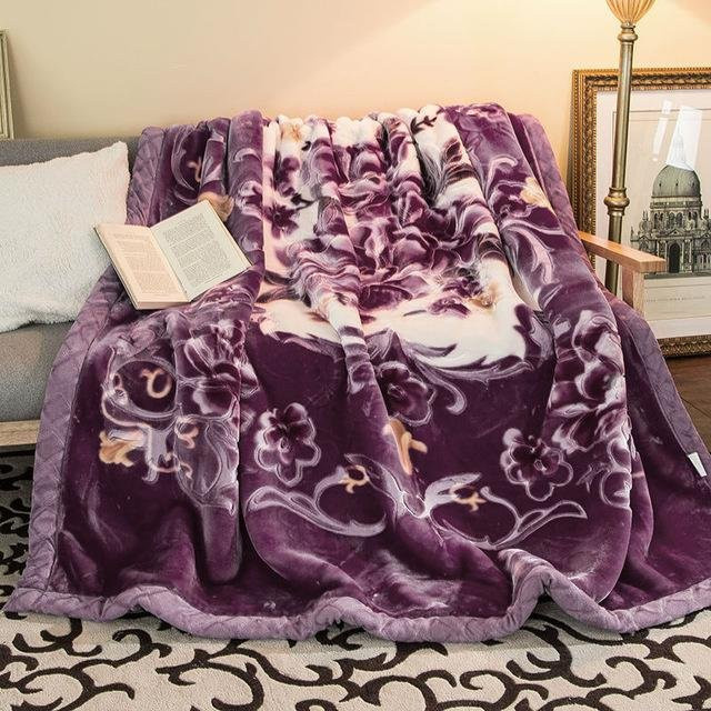 JMG Household Supplies Doppellagige Raschel Nerzdecke in Lila, Queen Size, beschwert mit 4,5 kg, B/T: 230 x 200 cm - Bild 1